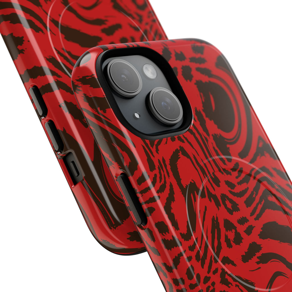 Red Black Swirl Pattern Phone Case | Tough Magnetic Case