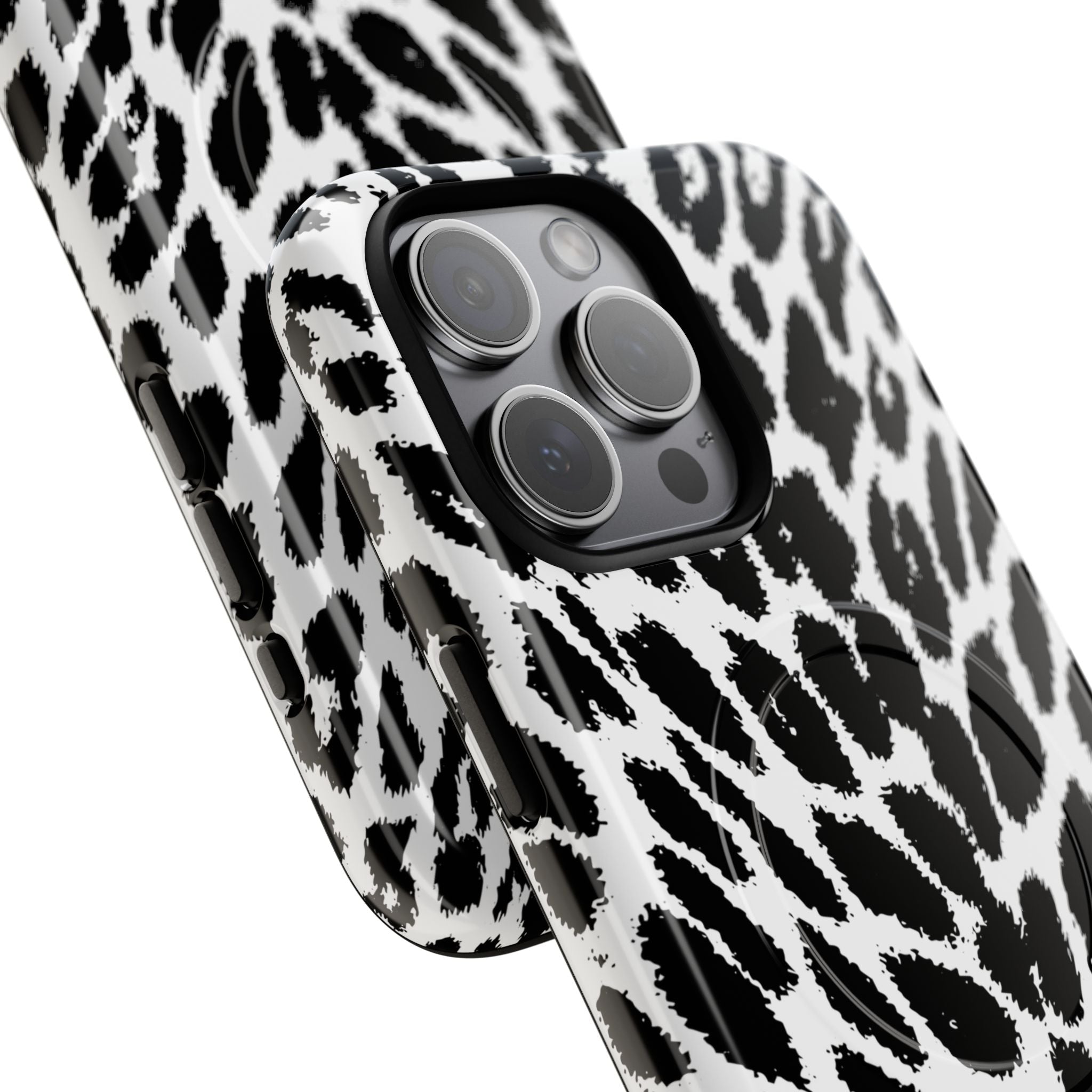 Black White Leopard Print Phone Case | Tough Magnetic Case