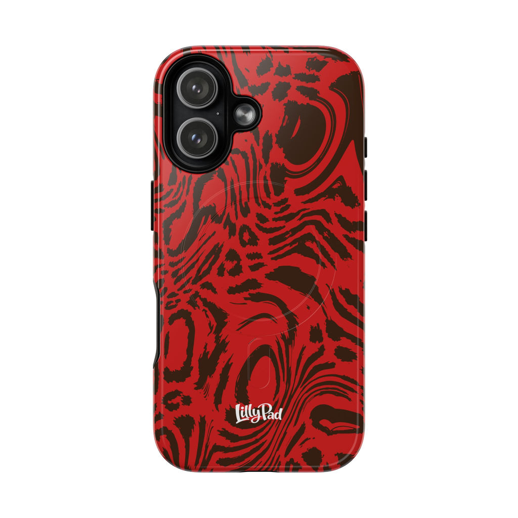 Red Black Swirl Pattern Phone Case | Tough Magnetic Case