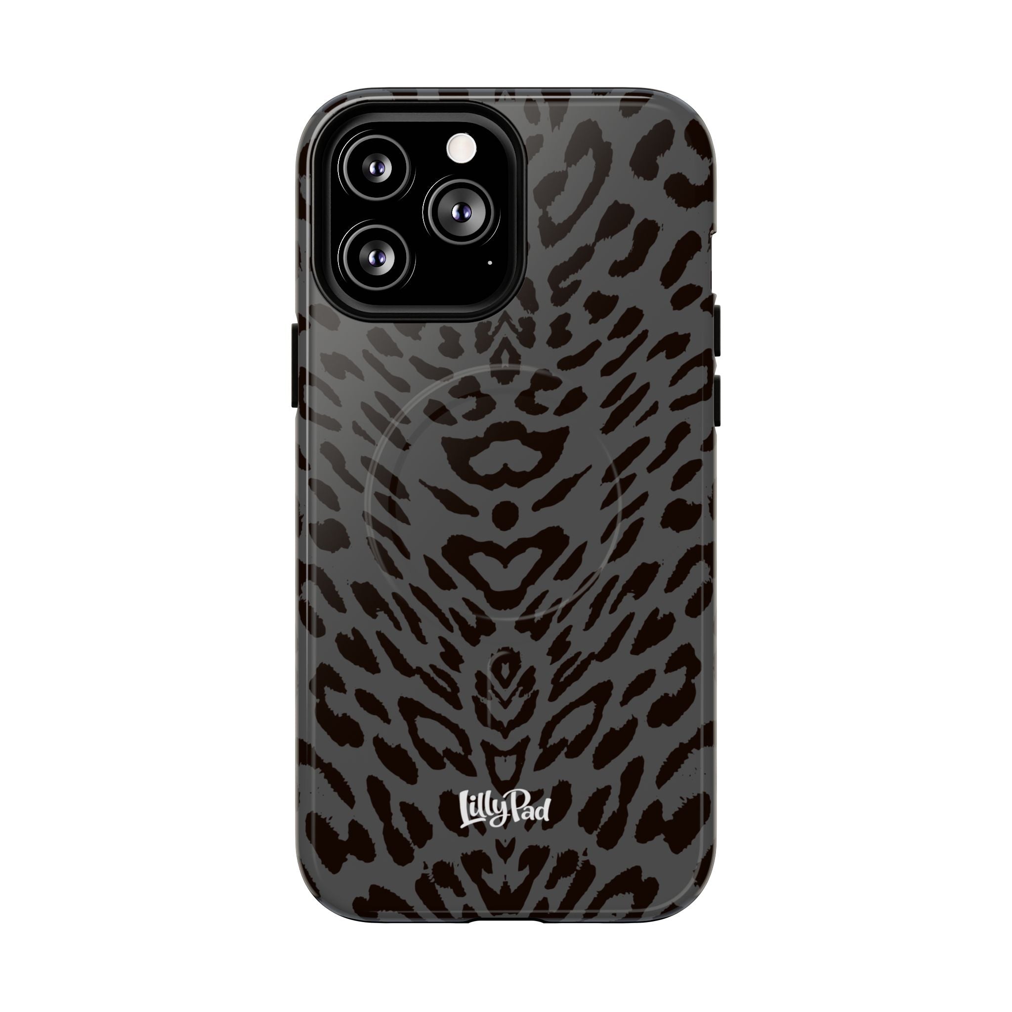 Leopard Print Magnetic Phone Case | Tough Magnetic Case, Black Animal Pattern