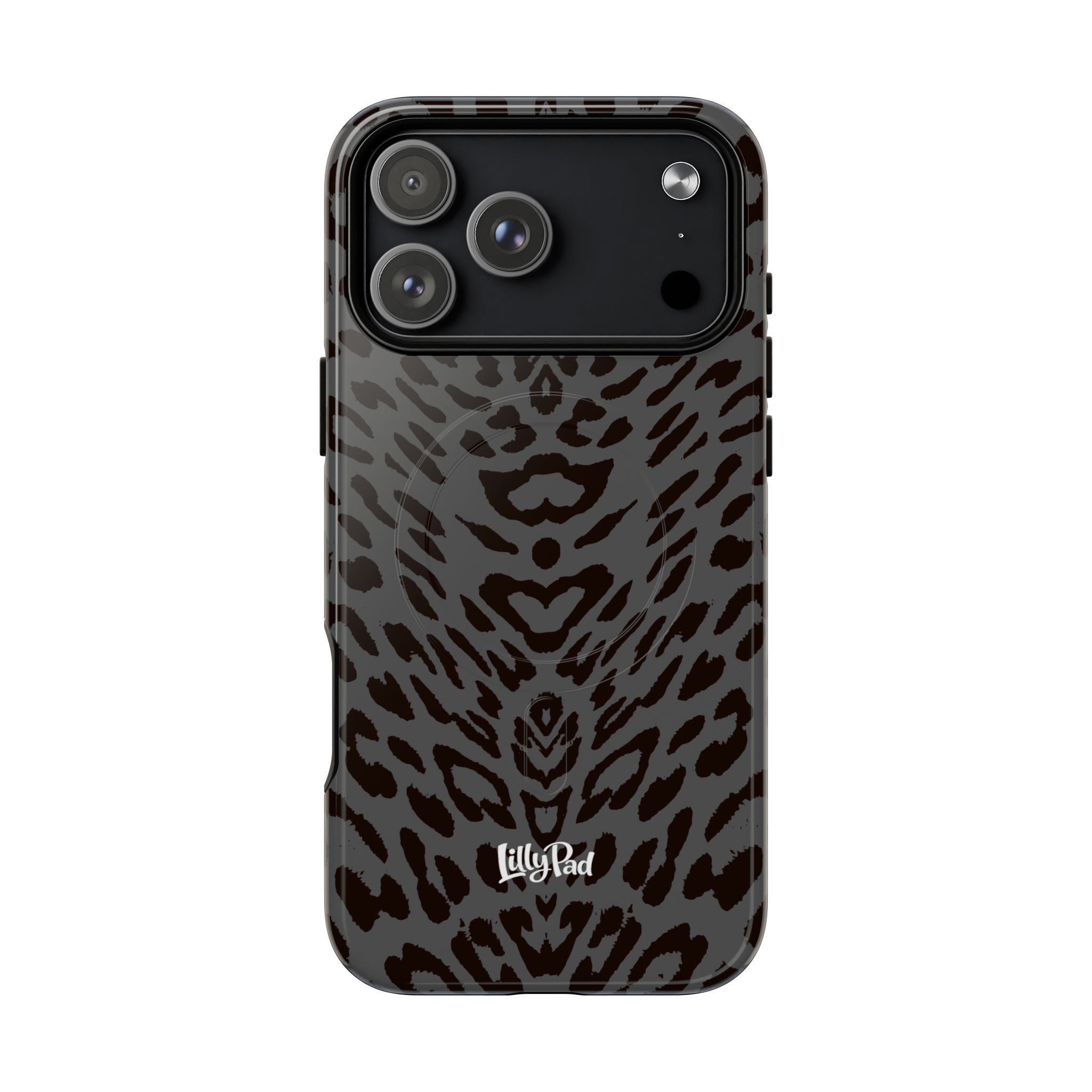 Leopard Print Magnetic Phone Case | Tough Magnetic Case, Black Animal Pattern