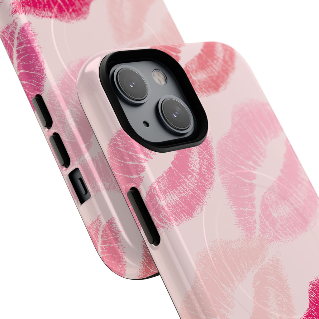 Pink Kiss Lip Print Phone Case | Tough Magnetic Case