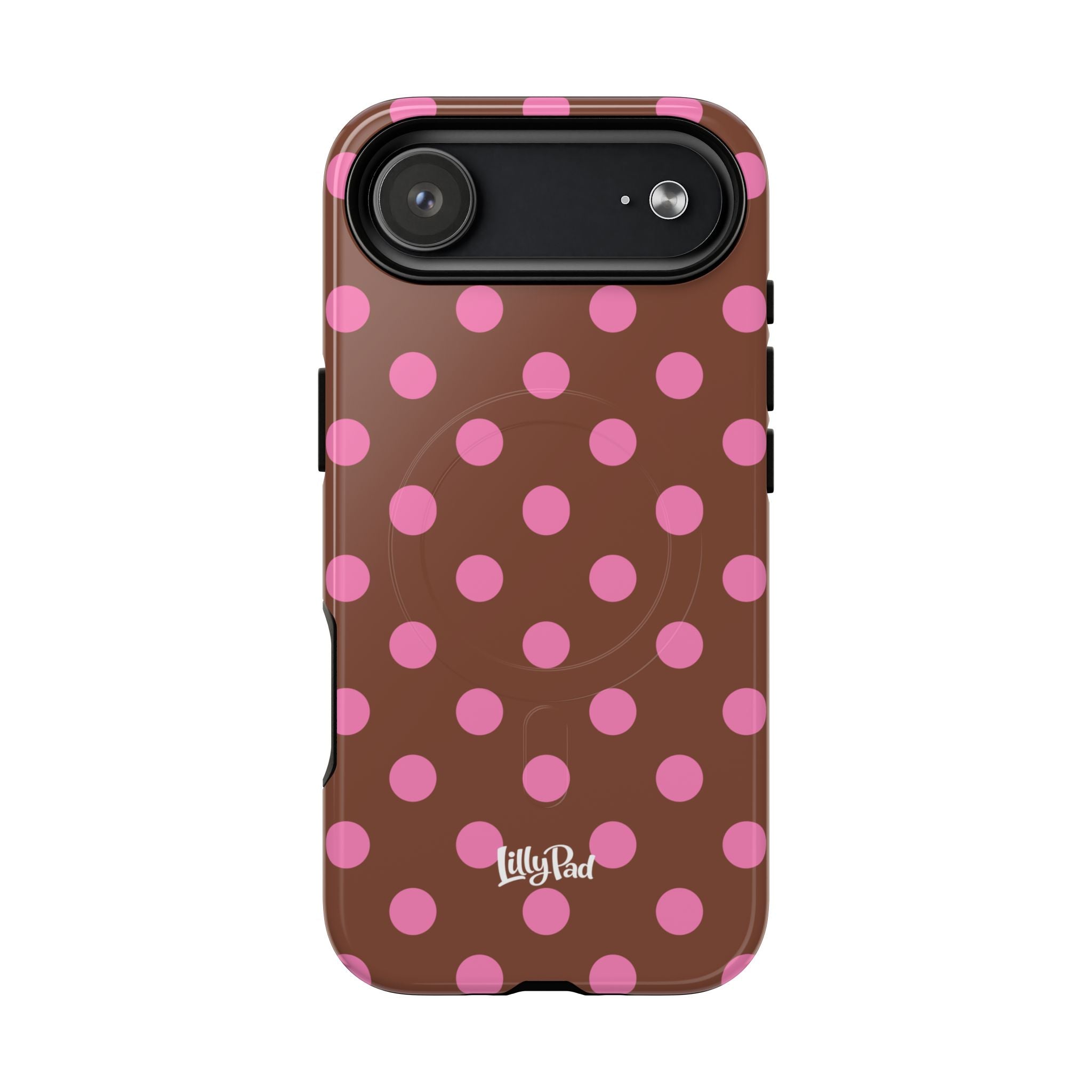 Pink Polka Dot Brown Phone Case | Magnetic Tough Case