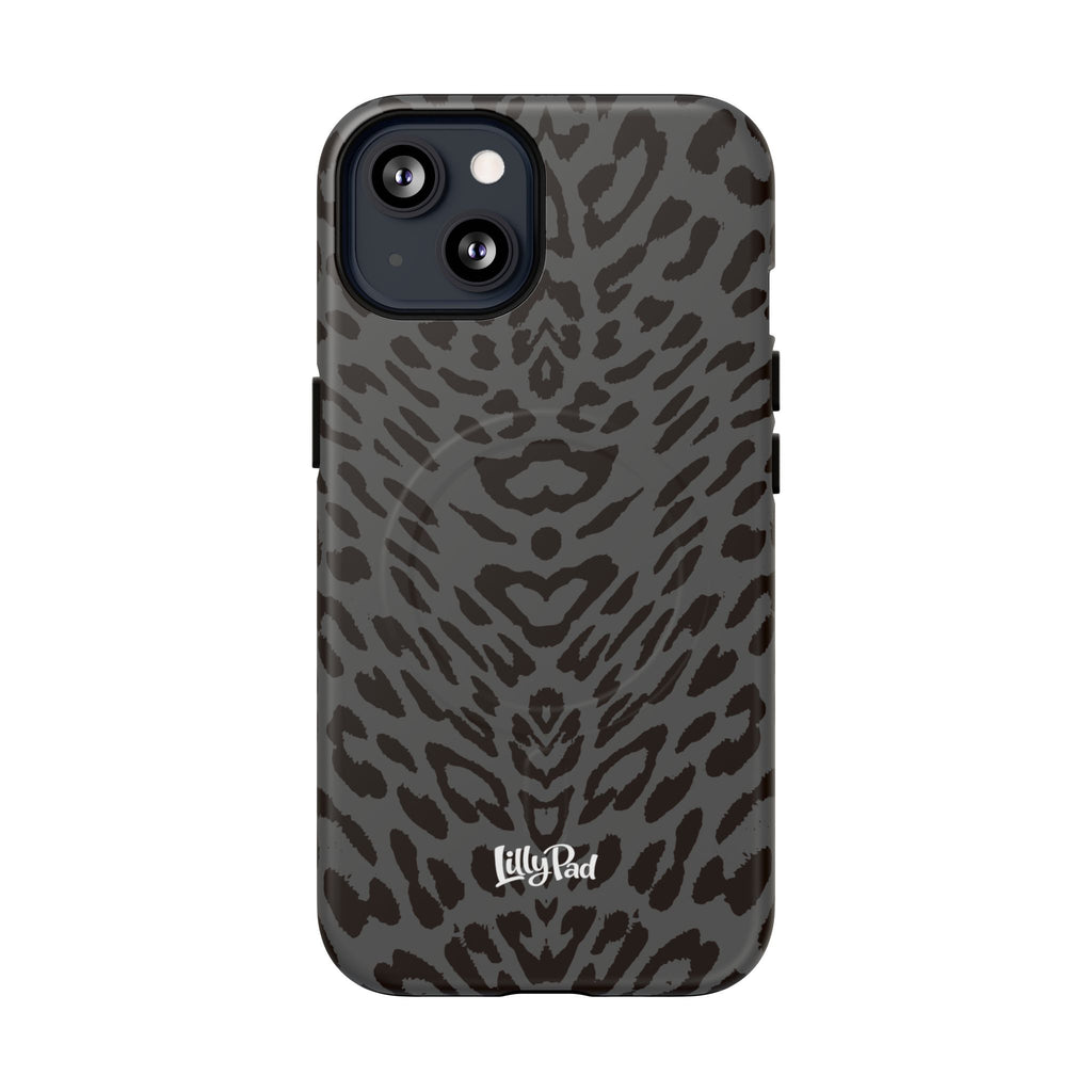 Leopard Print Magnetic Phone Case | Tough Magnetic Case, Black Animal Pattern