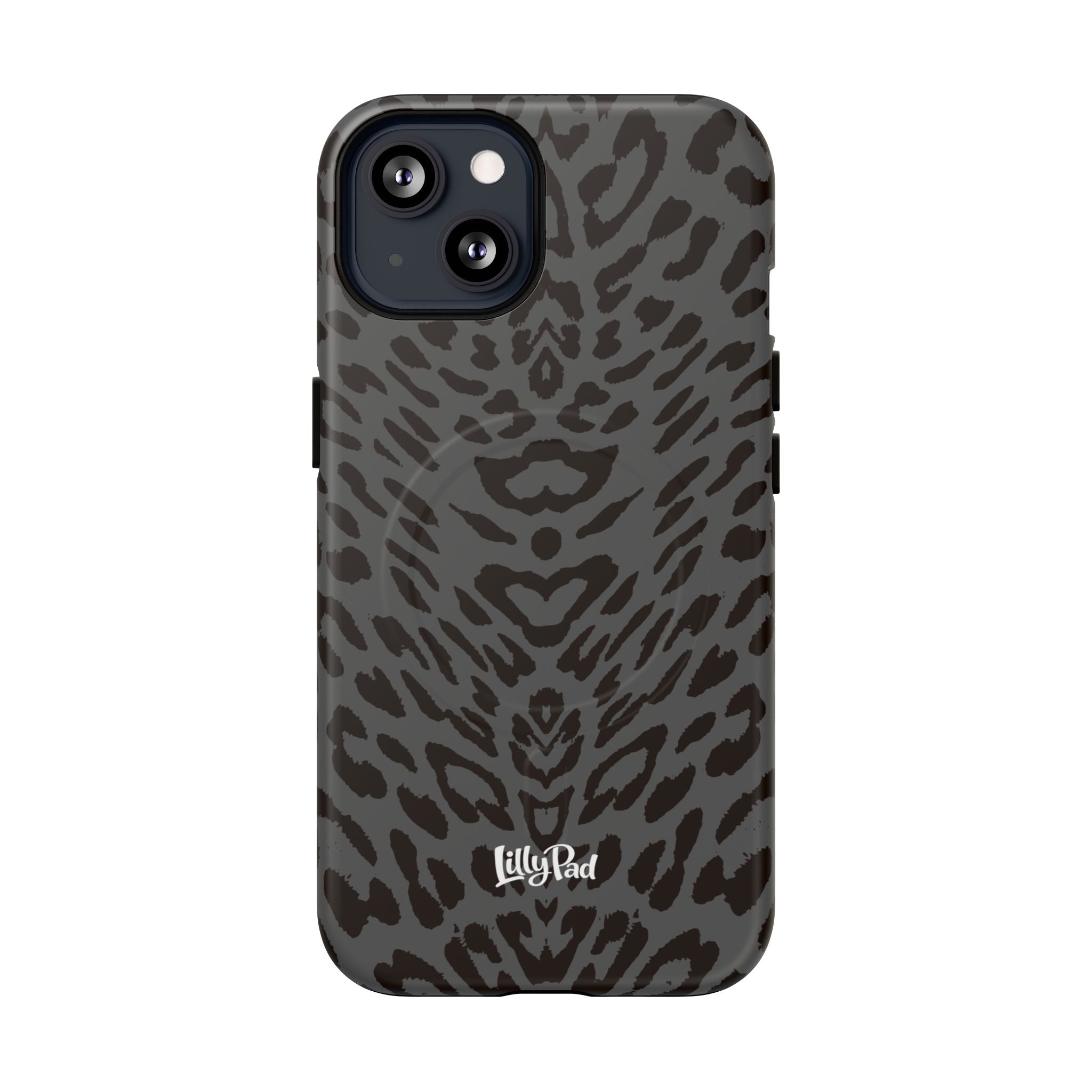 Leopard Print Magnetic Phone Case | Tough Magnetic Case, Black Animal Pattern