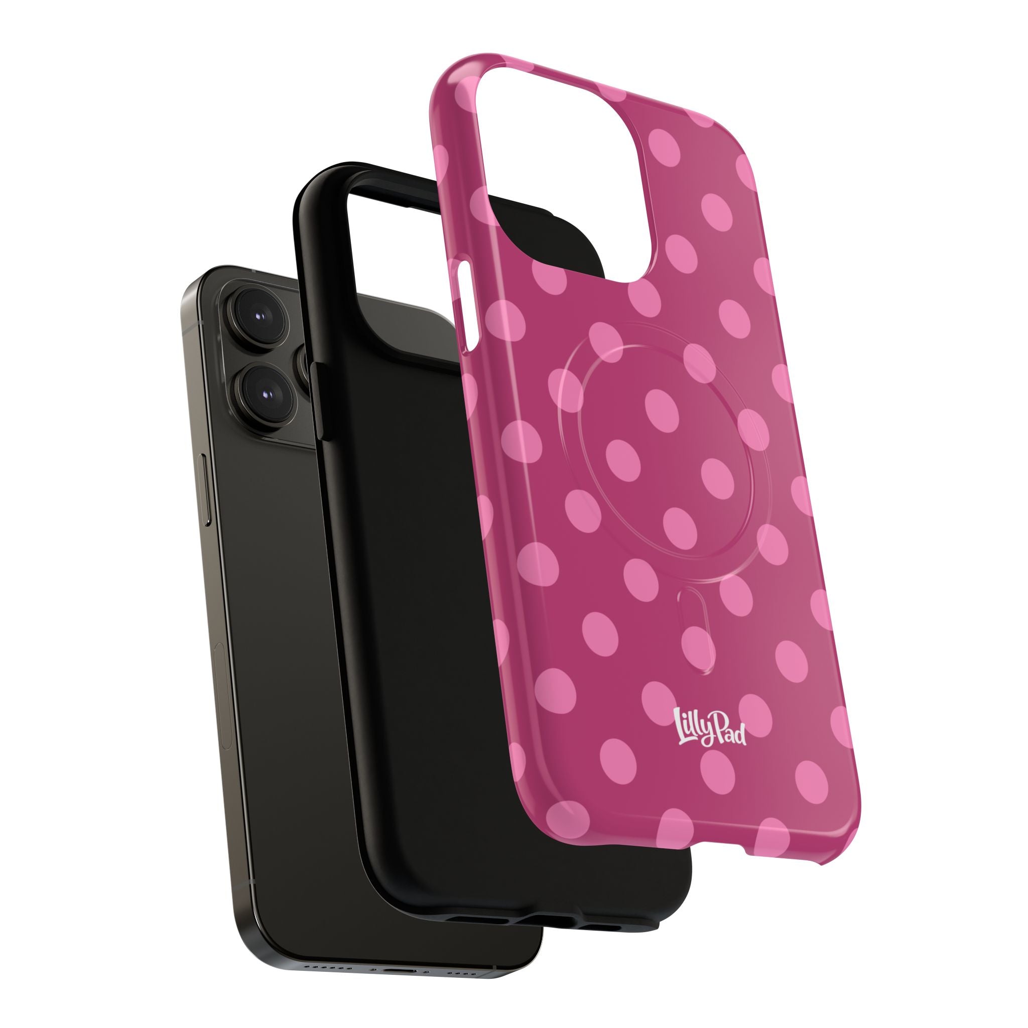 Pink Polka Dot Tough Magnetic Case | Phone Cover, MagSafe Compatible