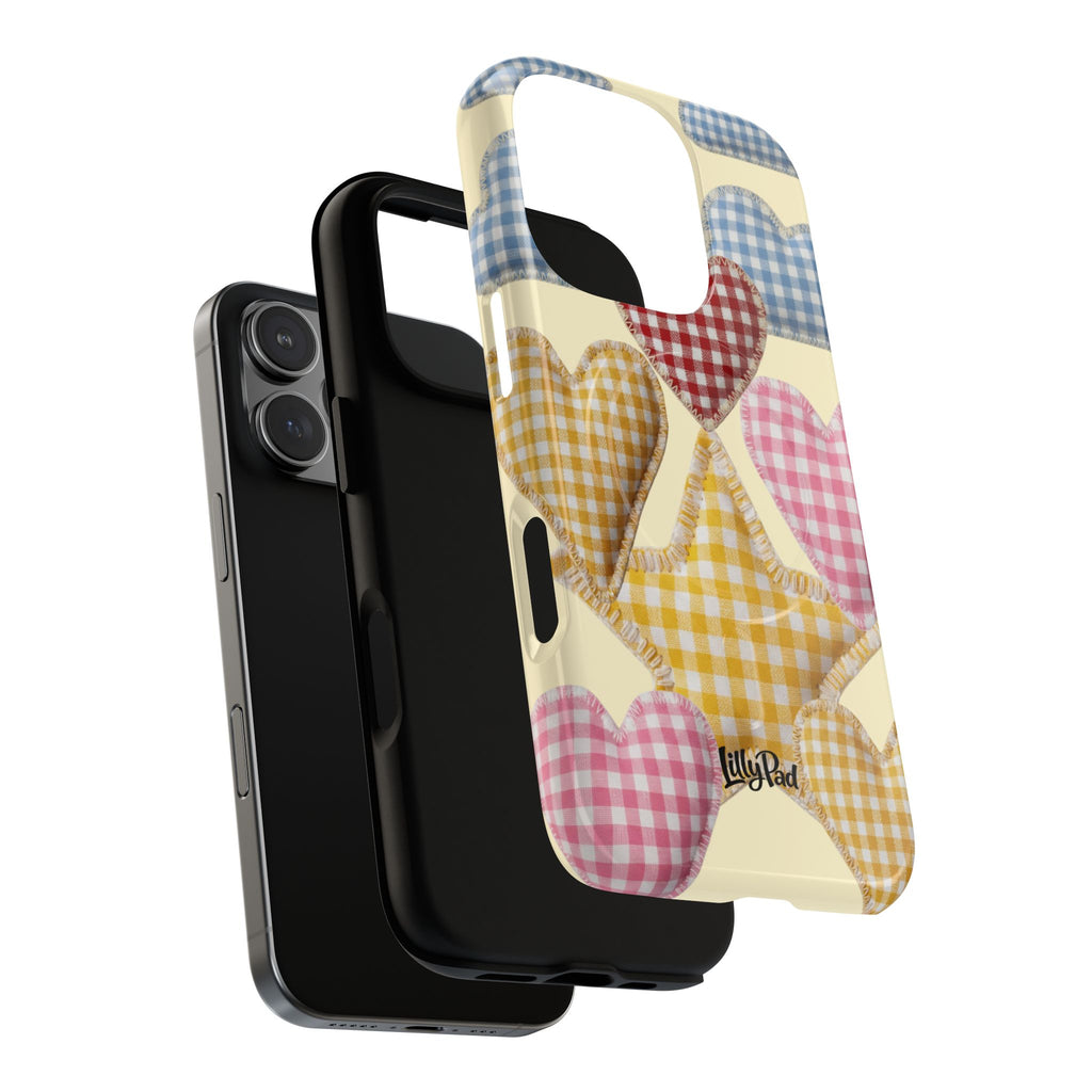 Gingham Heart Pattern Phone Case | Tough Magnetic Case