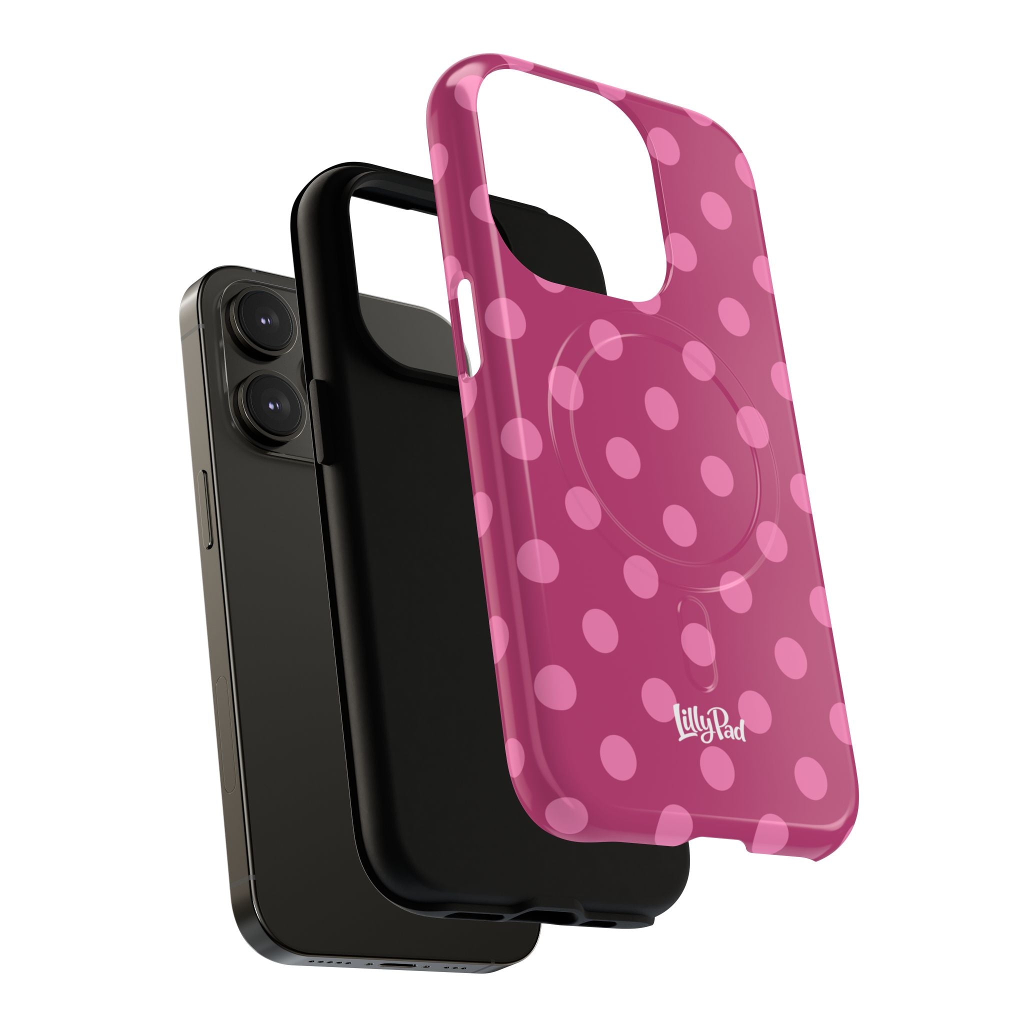 Pink Polka Dot Tough Magnetic Case | Phone Cover, MagSafe Compatible