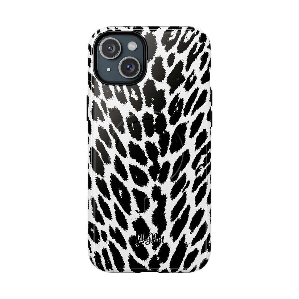 Black White Leopard Print Phone Case | Tough Magnetic Case