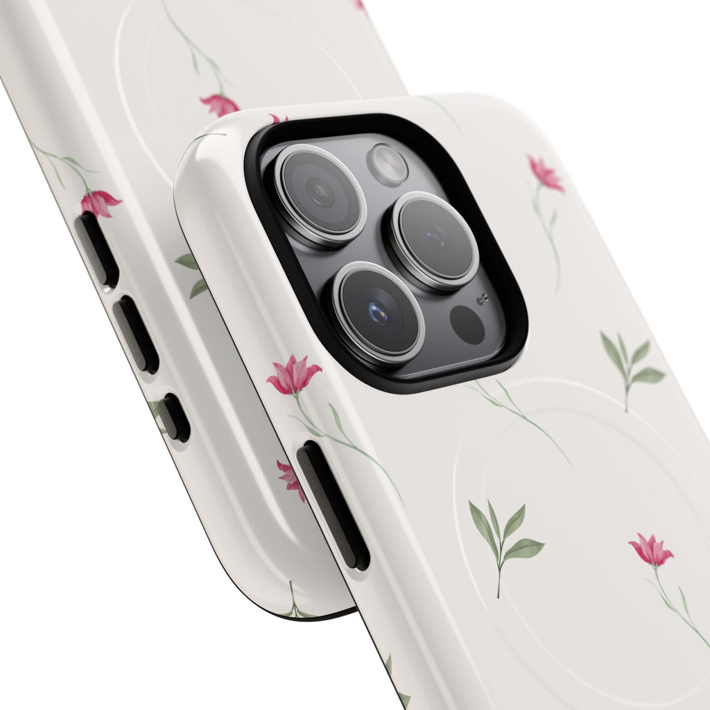 Minimal Pink Wildflowers Phone Case | Magnetic Case