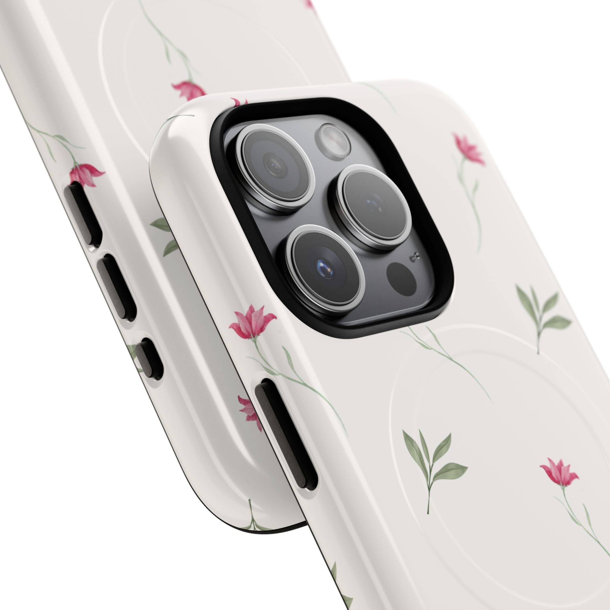 Minimal Pink Wildflowers Phone Case | Magnetic Case