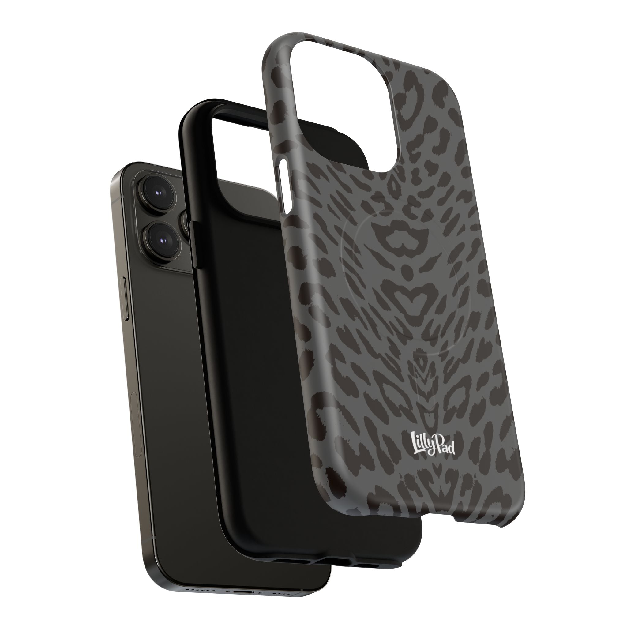 Leopard Print Magnetic Phone Case | Tough Magnetic Case, Black Animal Pattern
