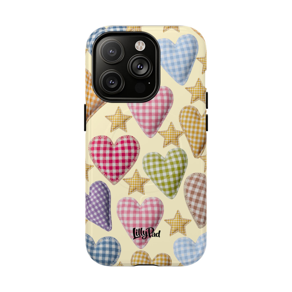 Gingham Heart Pattern Phone Case | Tough Magnetic Case