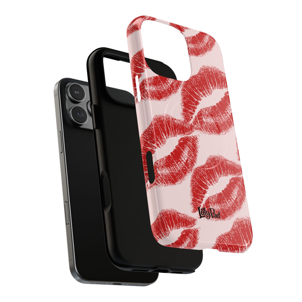 Red Lipstick Kiss Pattern Phone Case | Tough Magnetic Case