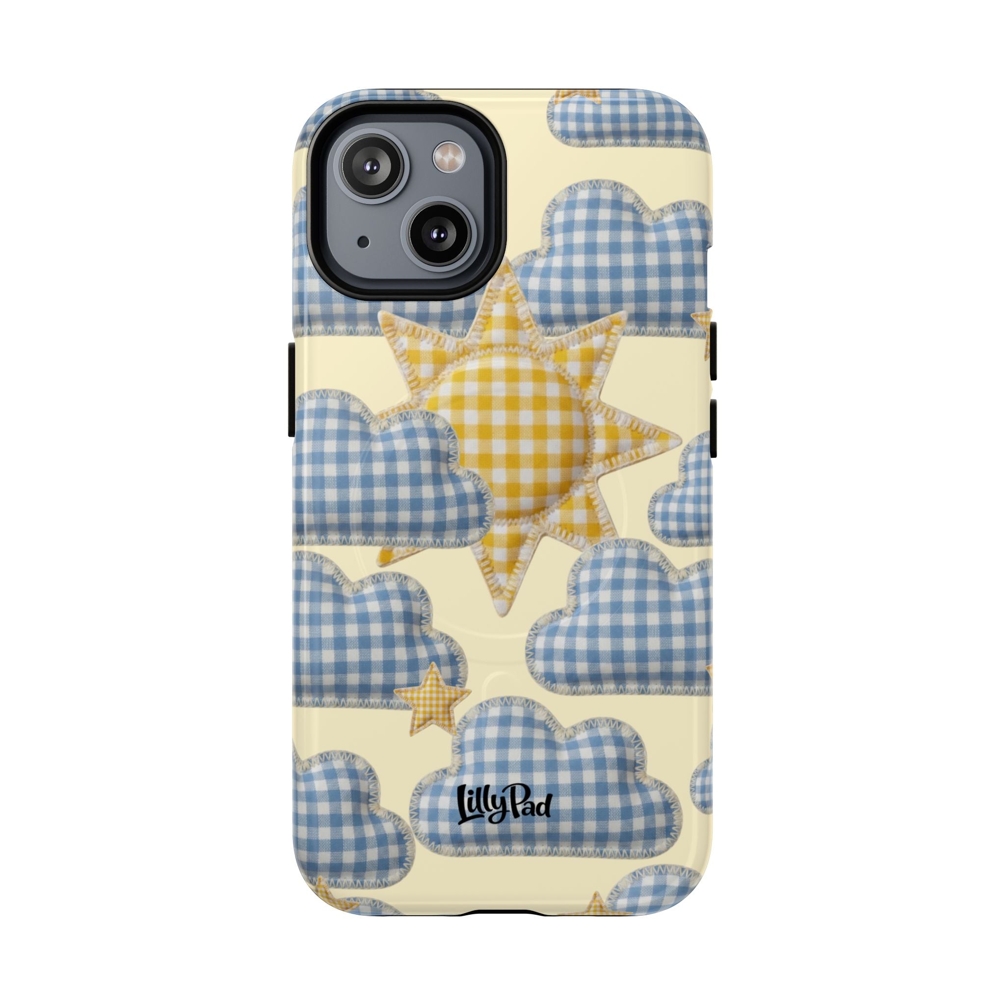 Gingham Sun and Clouds Phone Case | Tough Magnetic Case