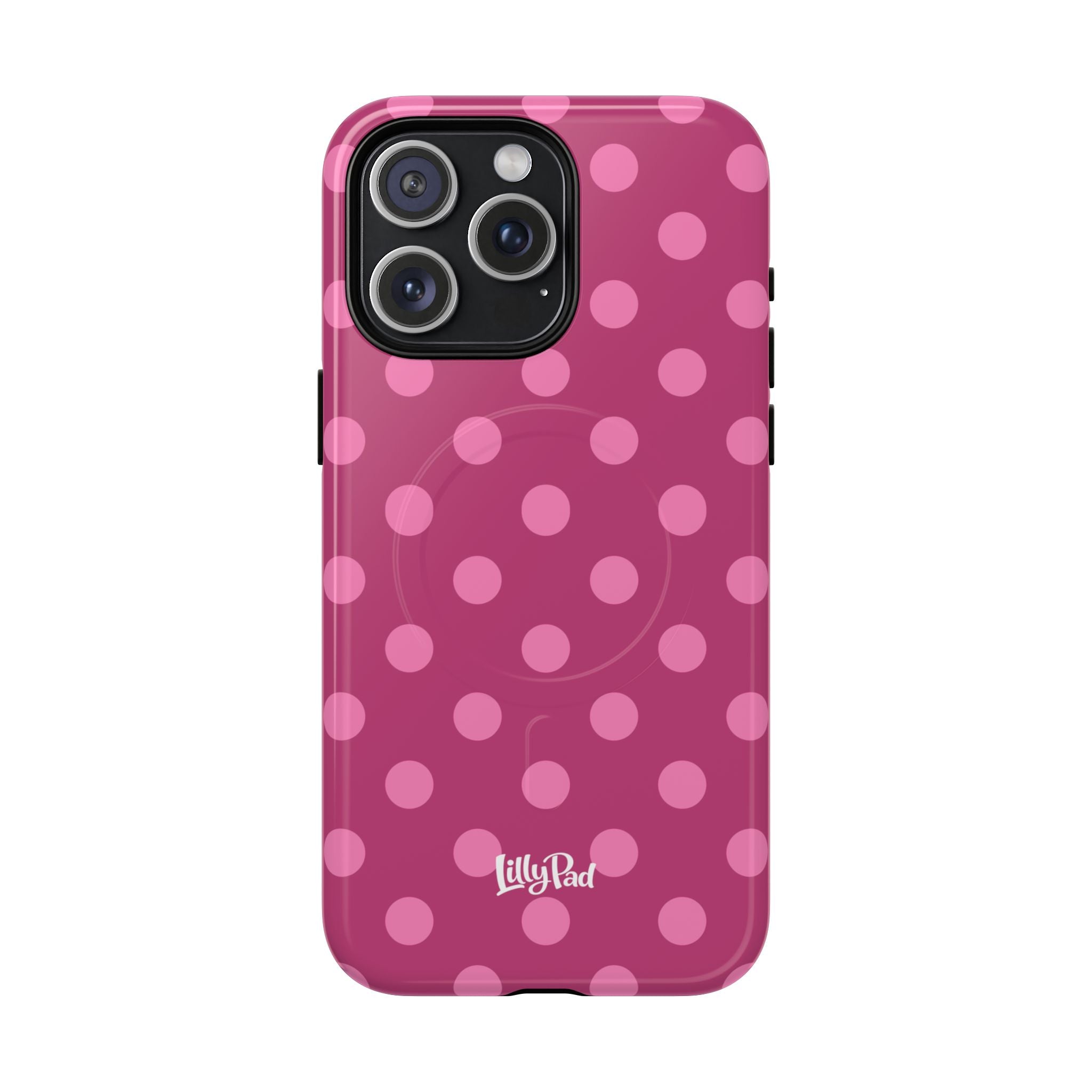 Pink Polka Dot Tough Magnetic Case | Phone Cover, MagSafe Compatible
