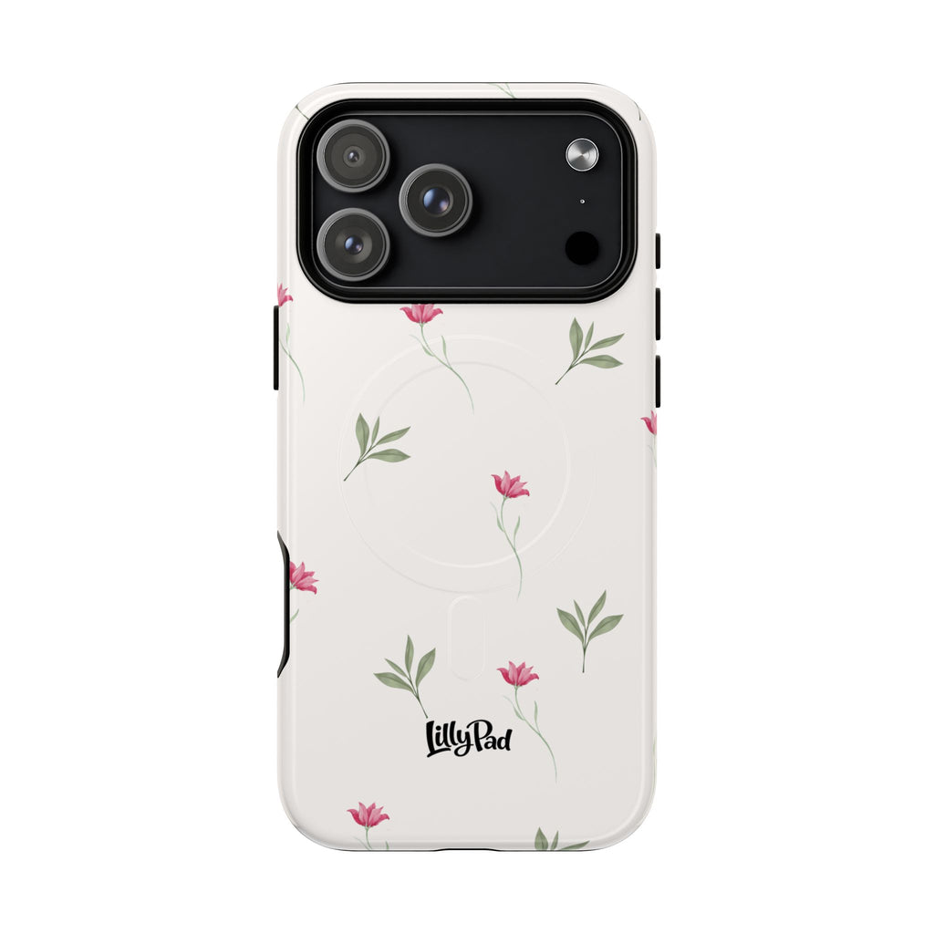 Minimal Pink Wildflowers Phone Case | Magnetic Case