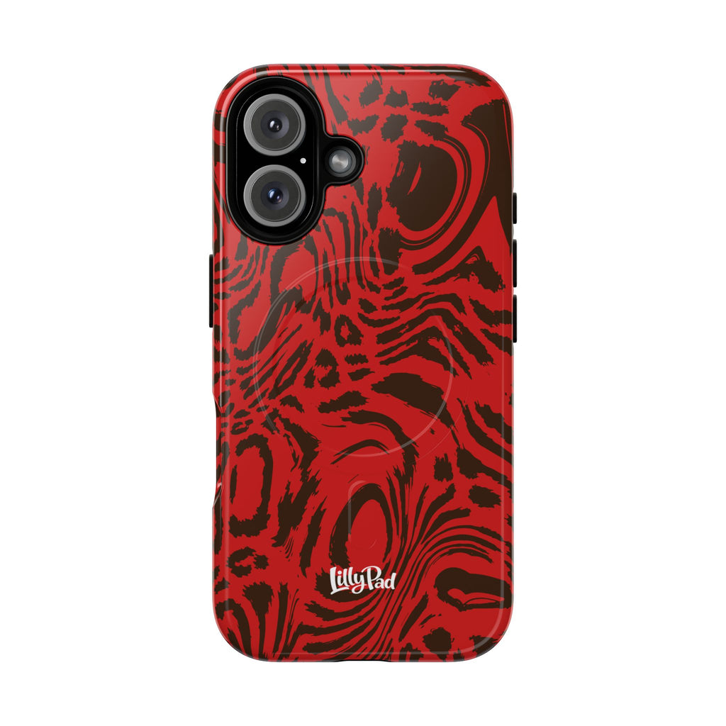 Red Black Swirl Pattern Phone Case | Tough Magnetic Case