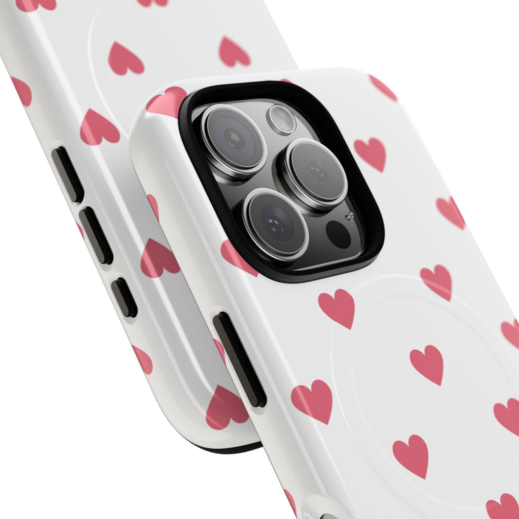 Pink Heart Pattern Phone Case | Magnetic Tough Case