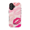 Pink Kiss Lip Print Phone Case | Tough Magnetic Case