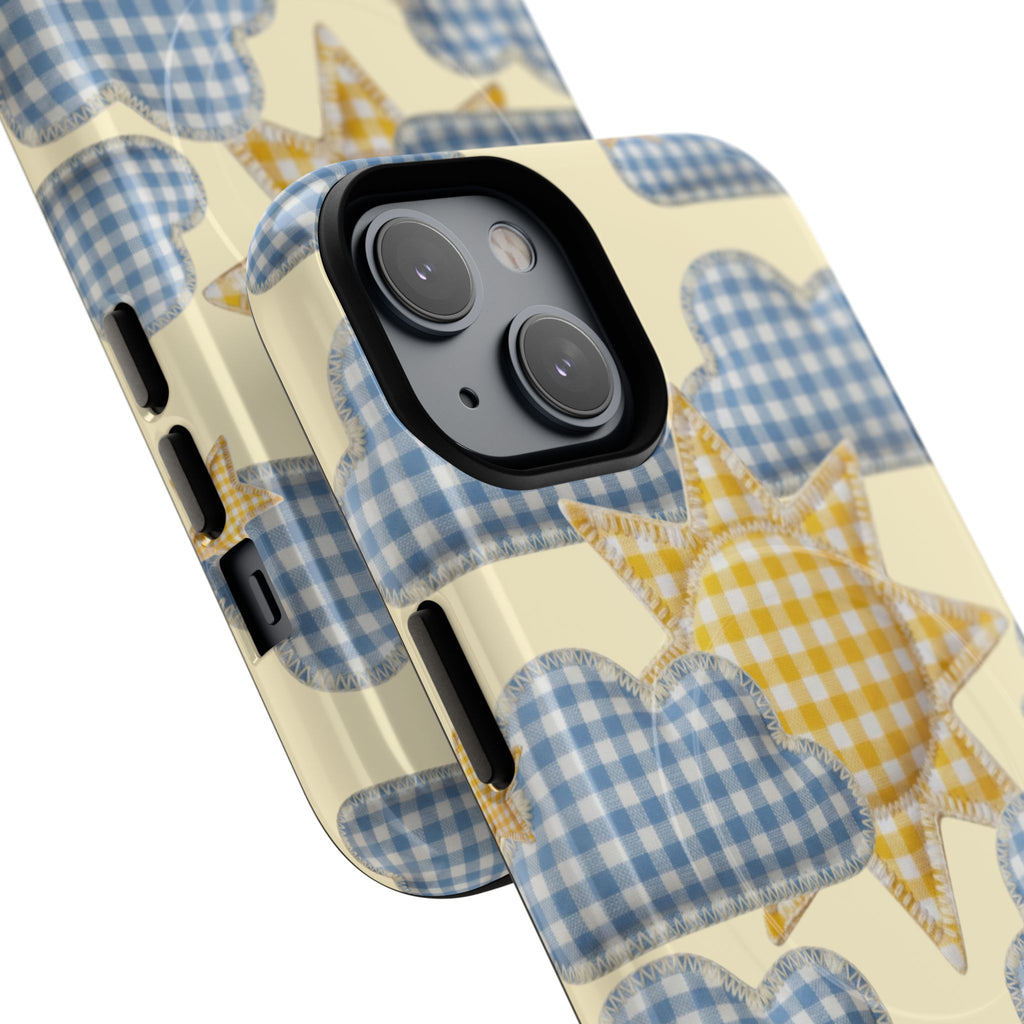 Gingham Sun and Clouds Phone Case | Tough Magnetic Case