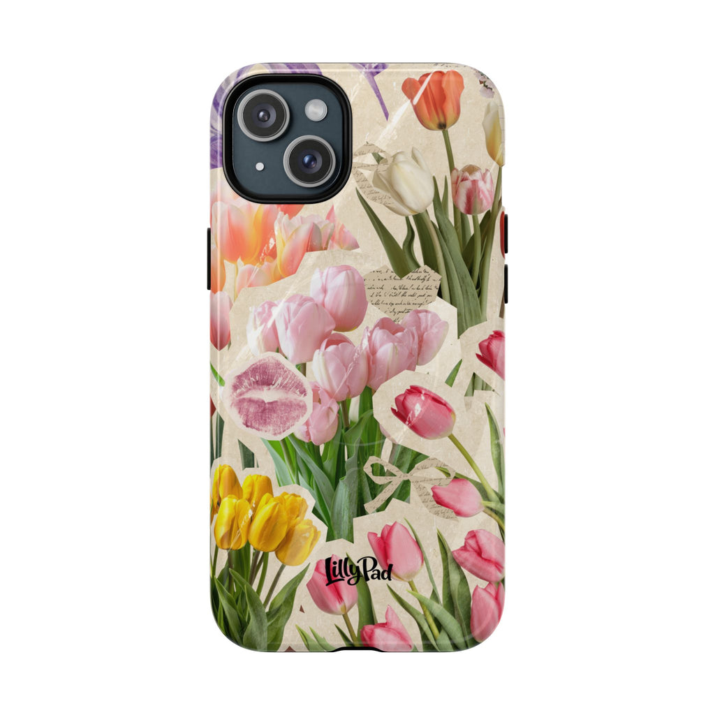 Vintage Tulip Collage Tough Phone Case | Floral iPhone Magnetic Case