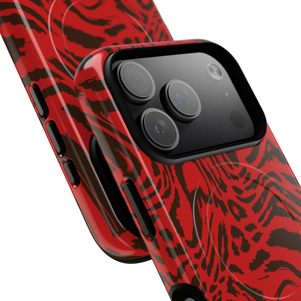 Red Black Swirl Pattern Phone Case | Tough Magnetic Case