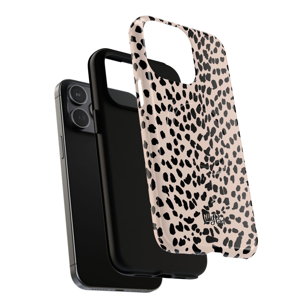 Leopard Print Phone Case Tough Magnetic Case | Pink Black Spot iPhone Cover