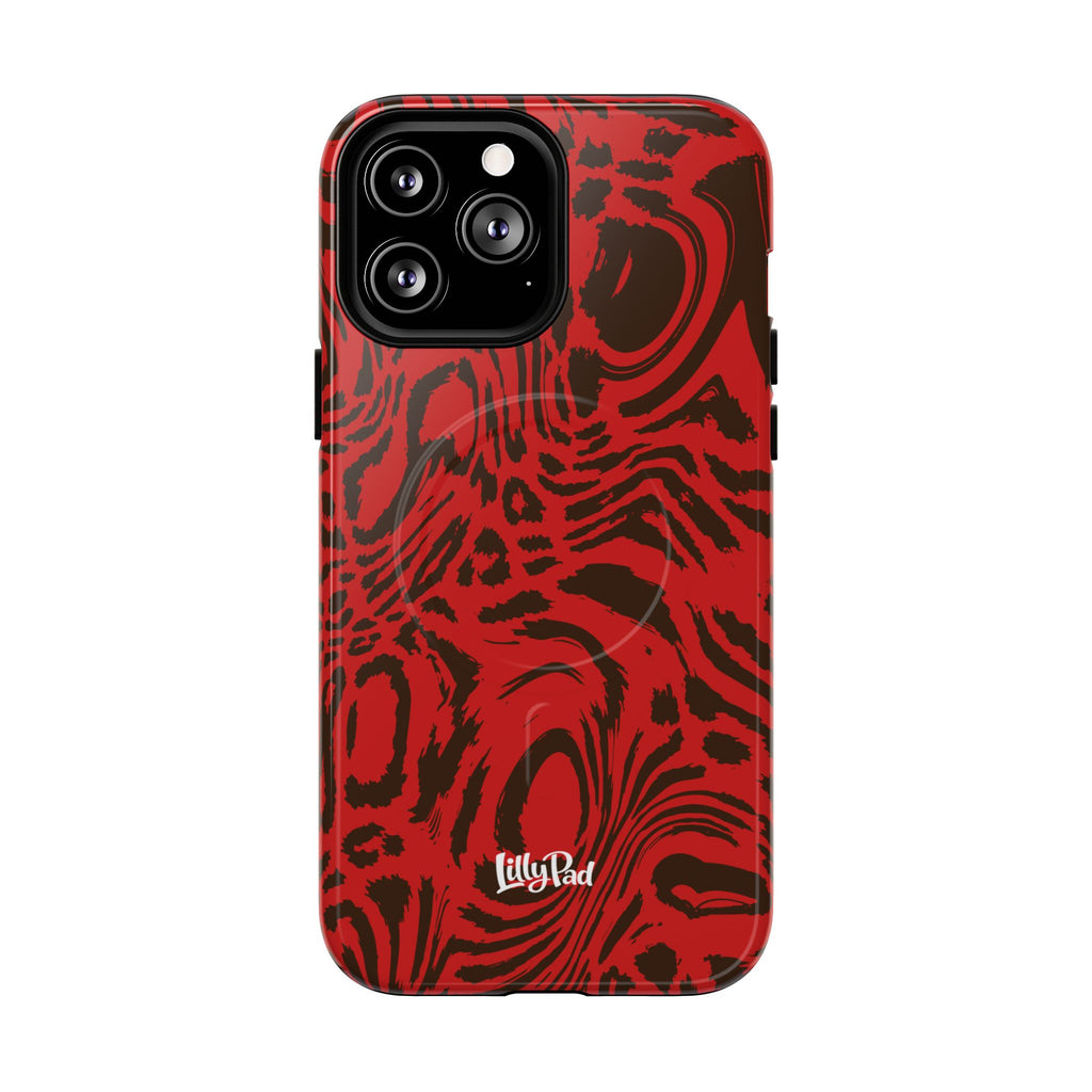 Red Black Swirl Pattern Phone Case | Tough Magnetic Case