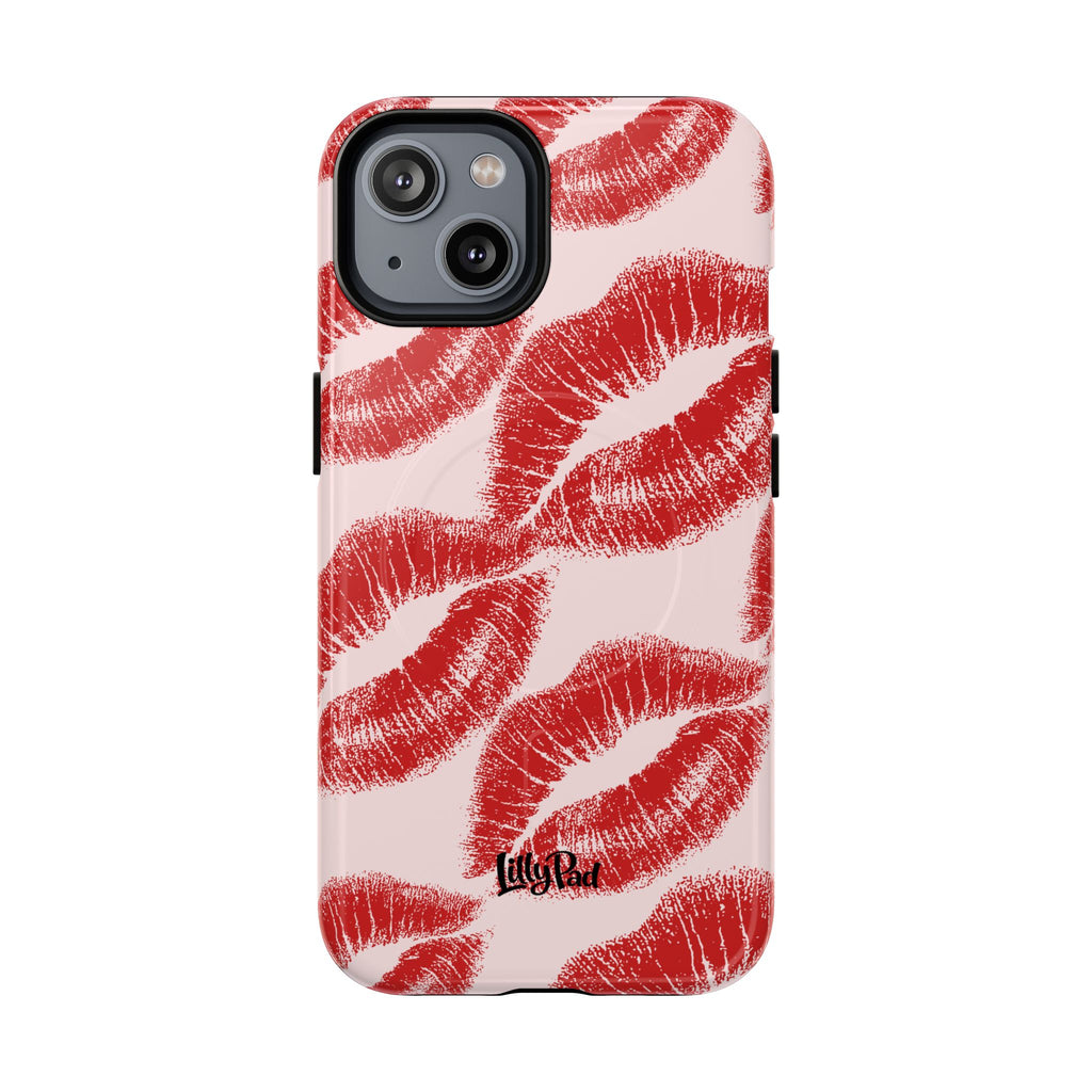 Red Lipstick Kiss Pattern Phone Case | Tough Magnetic Case
