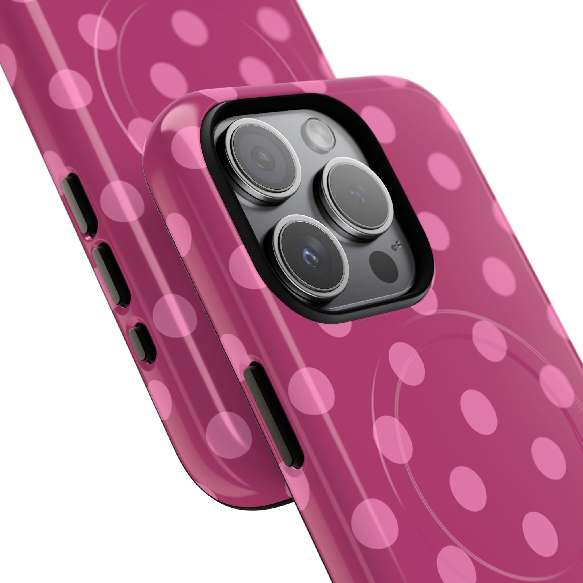 Pink Polka Dot Tough Magnetic Case | Phone Cover, MagSafe Compatible
