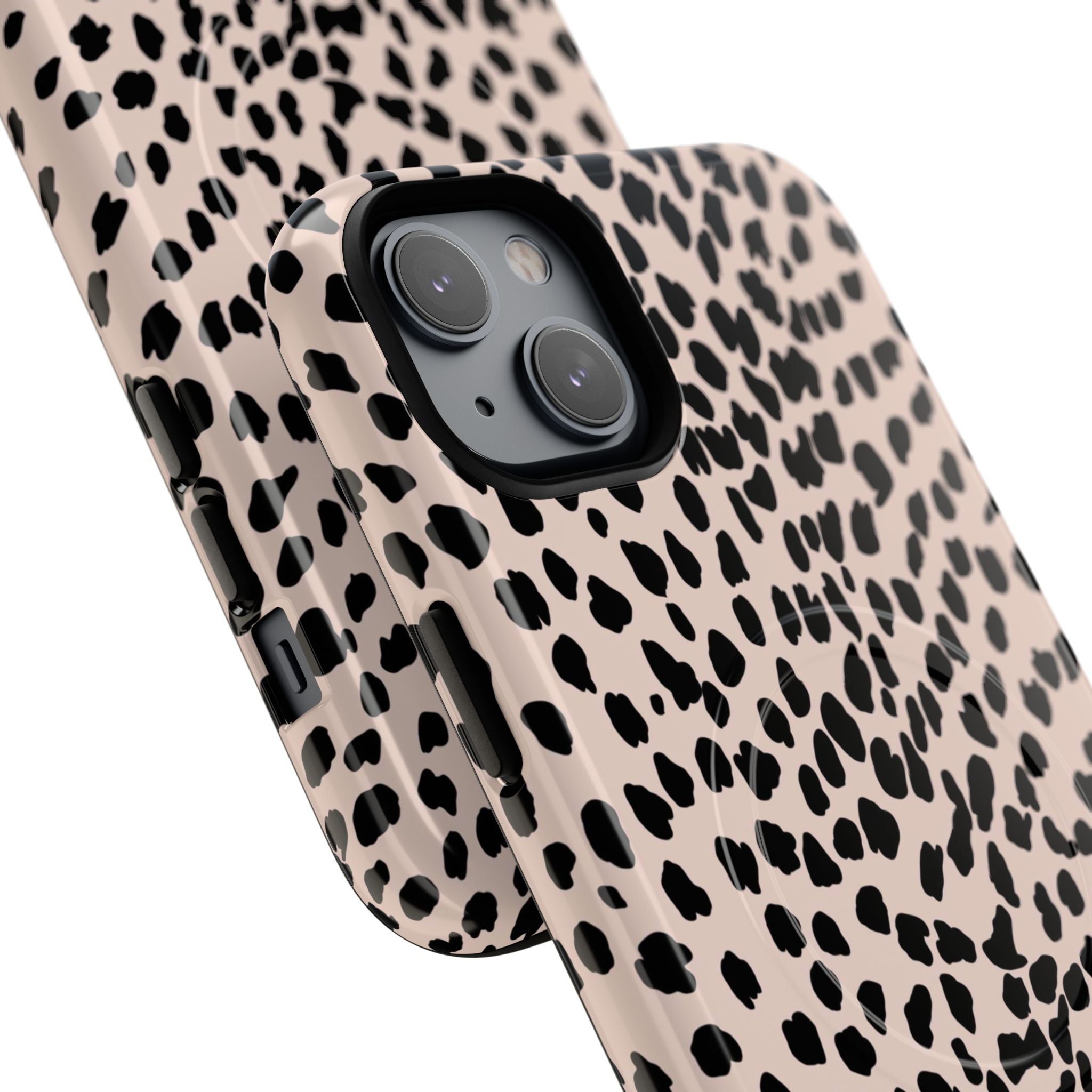 Leopard Print Phone Case Tough Magnetic Case | Pink Black Spot iPhone Cover
