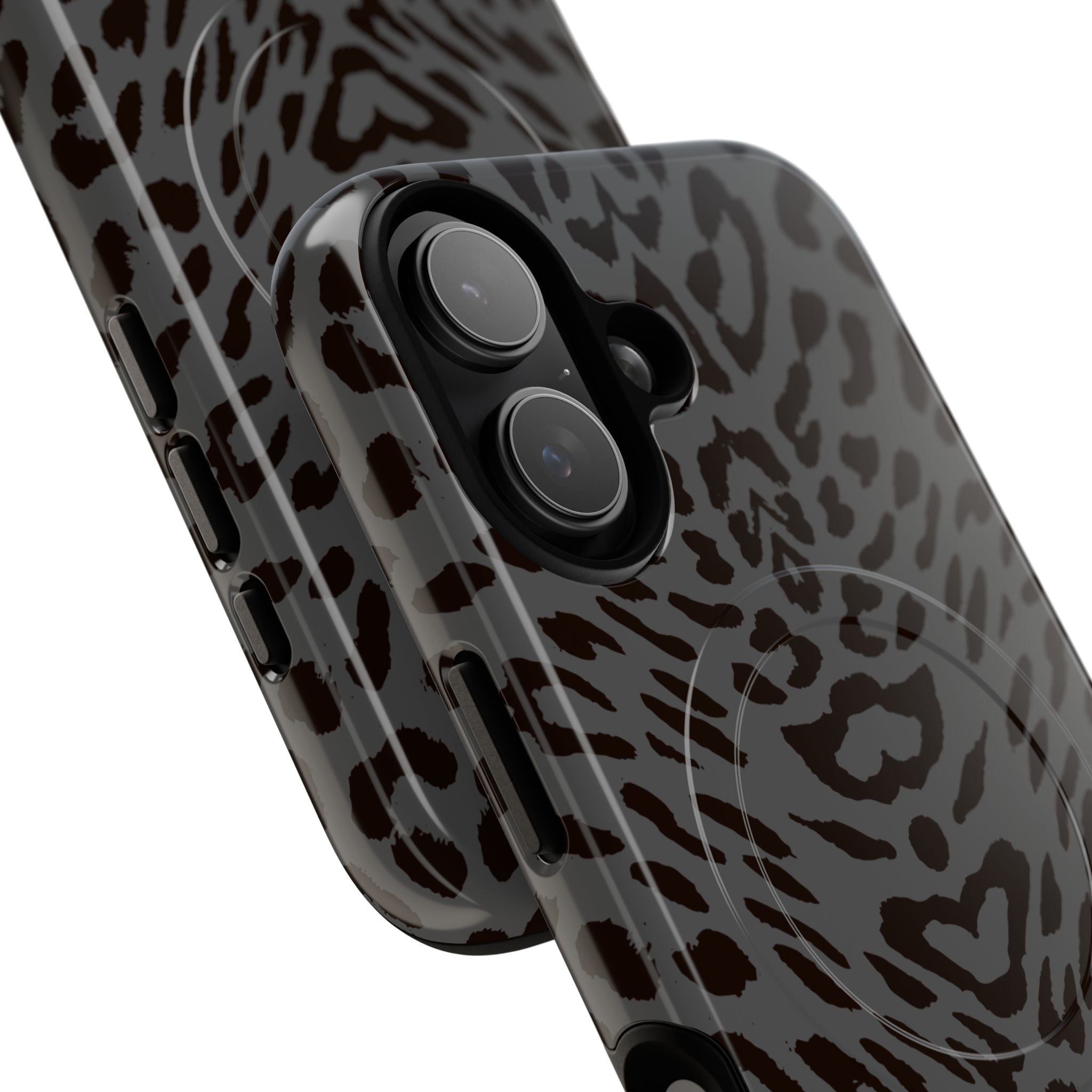 Leopard Print Magnetic Phone Case | Tough Magnetic Case, Black Animal Pattern