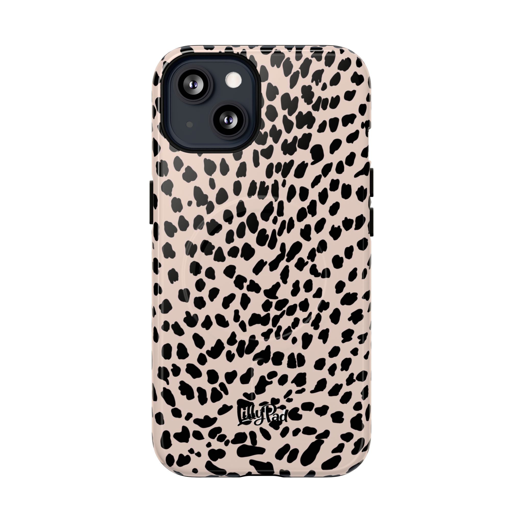 Leopard Print Phone Case Tough Magnetic Case | Pink Black Spot iPhone Cover