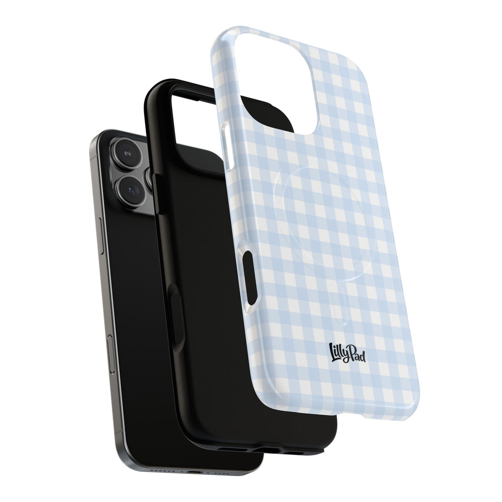 Blue Gingham Check Tough Phone Case | Plaid iPhone Cover