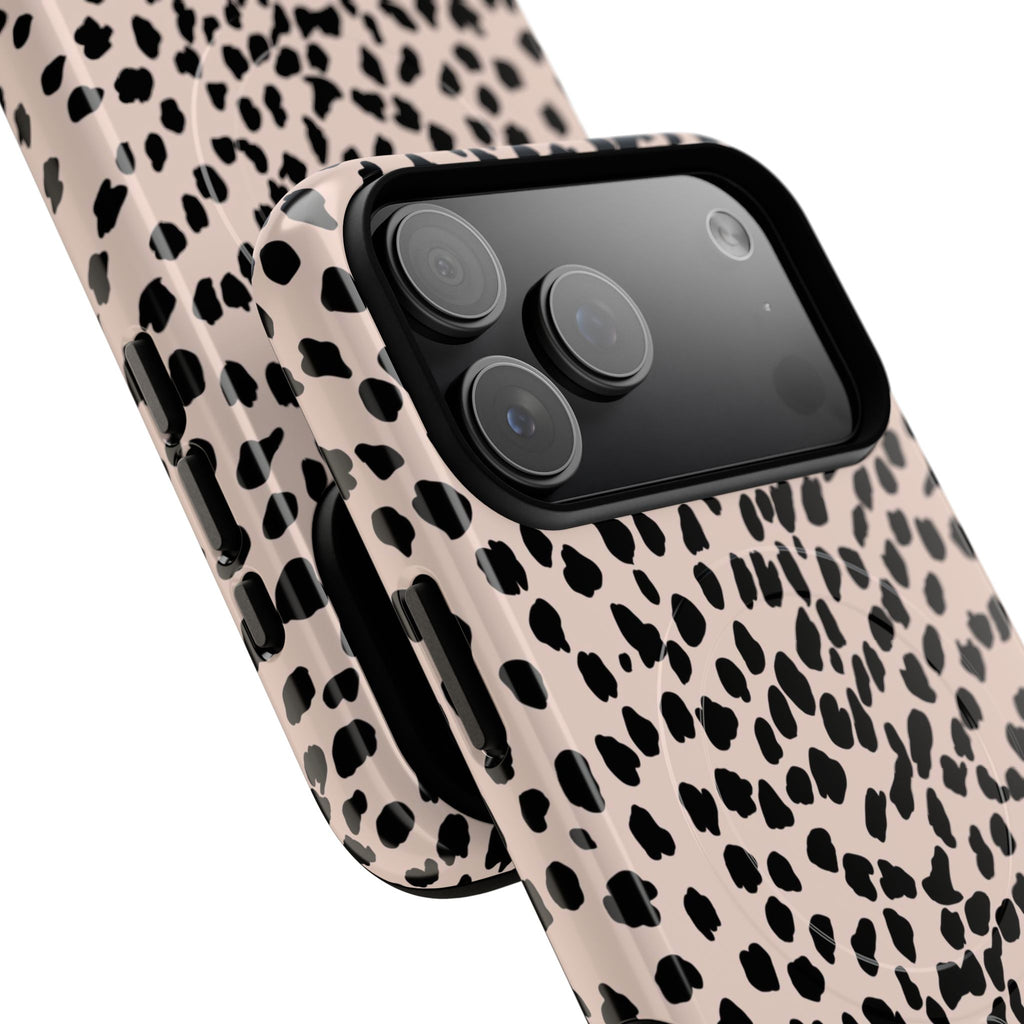 Leopard Print Phone Case Tough Magnetic Case | Pink Black Spot iPhone Cover