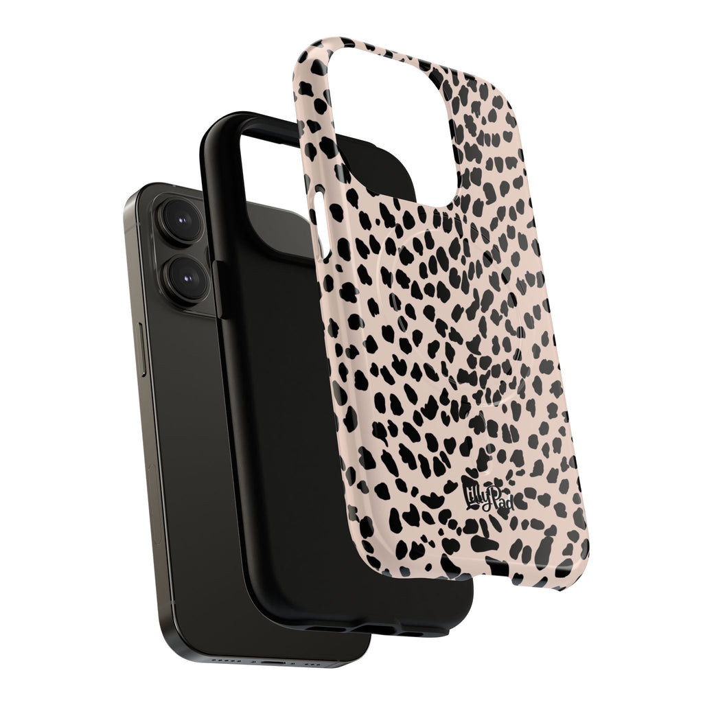 Leopard Print Phone Case Tough Magnetic Case | Pink Black Spot iPhone Cover