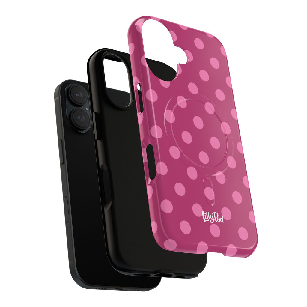 Pink Polka Dot Tough Magnetic Case | Phone Cover, MagSafe Compatible