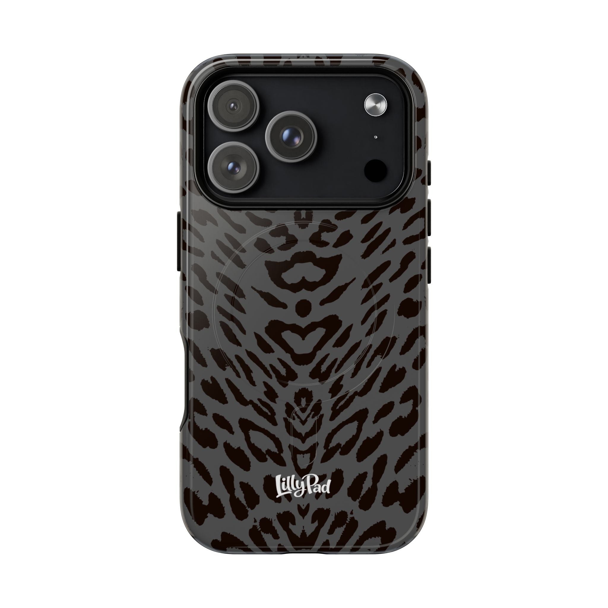 Leopard Print Magnetic Phone Case | Tough Magnetic Case, Black Animal Pattern