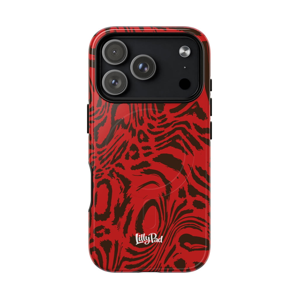 Red Black Swirl Pattern Phone Case | Tough Magnetic Case