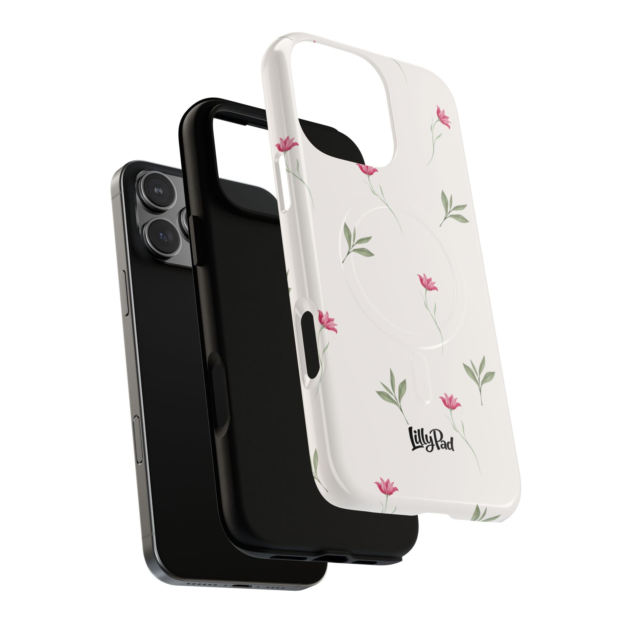 Minimal Pink Wildflowers Phone Case | Magnetic Case
