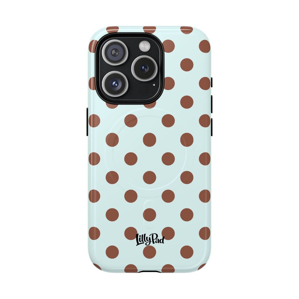 Brown Polka Dot on Mint Phone Case | Tough Magnetic Case