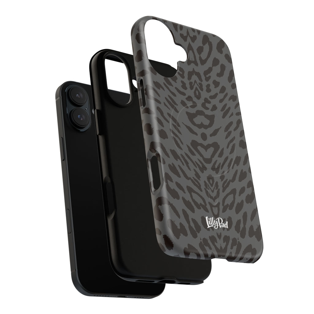 Leopard Print Magnetic Phone Case | Tough Magnetic Case, Black Animal Pattern