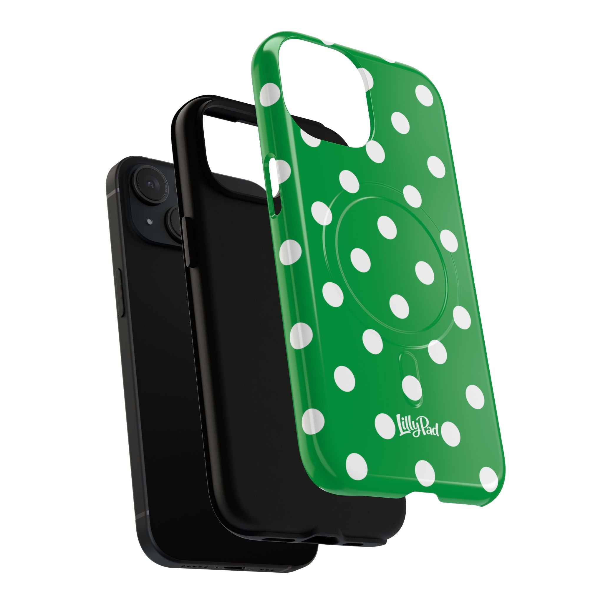 White Polka Dot Green Phone Case | Tough Magnetic Case