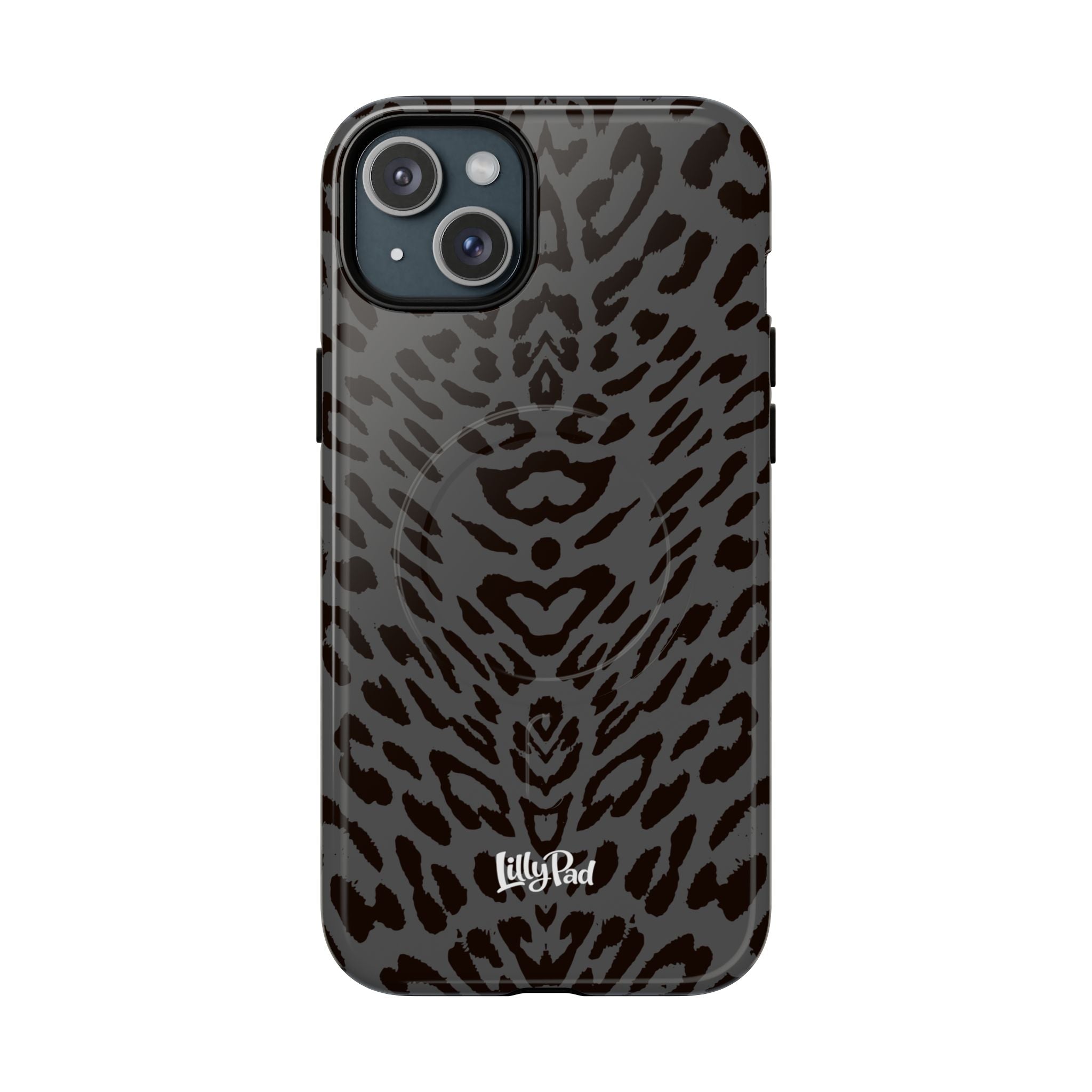 Leopard Print Magnetic Phone Case | Tough Magnetic Case, Black Animal Pattern