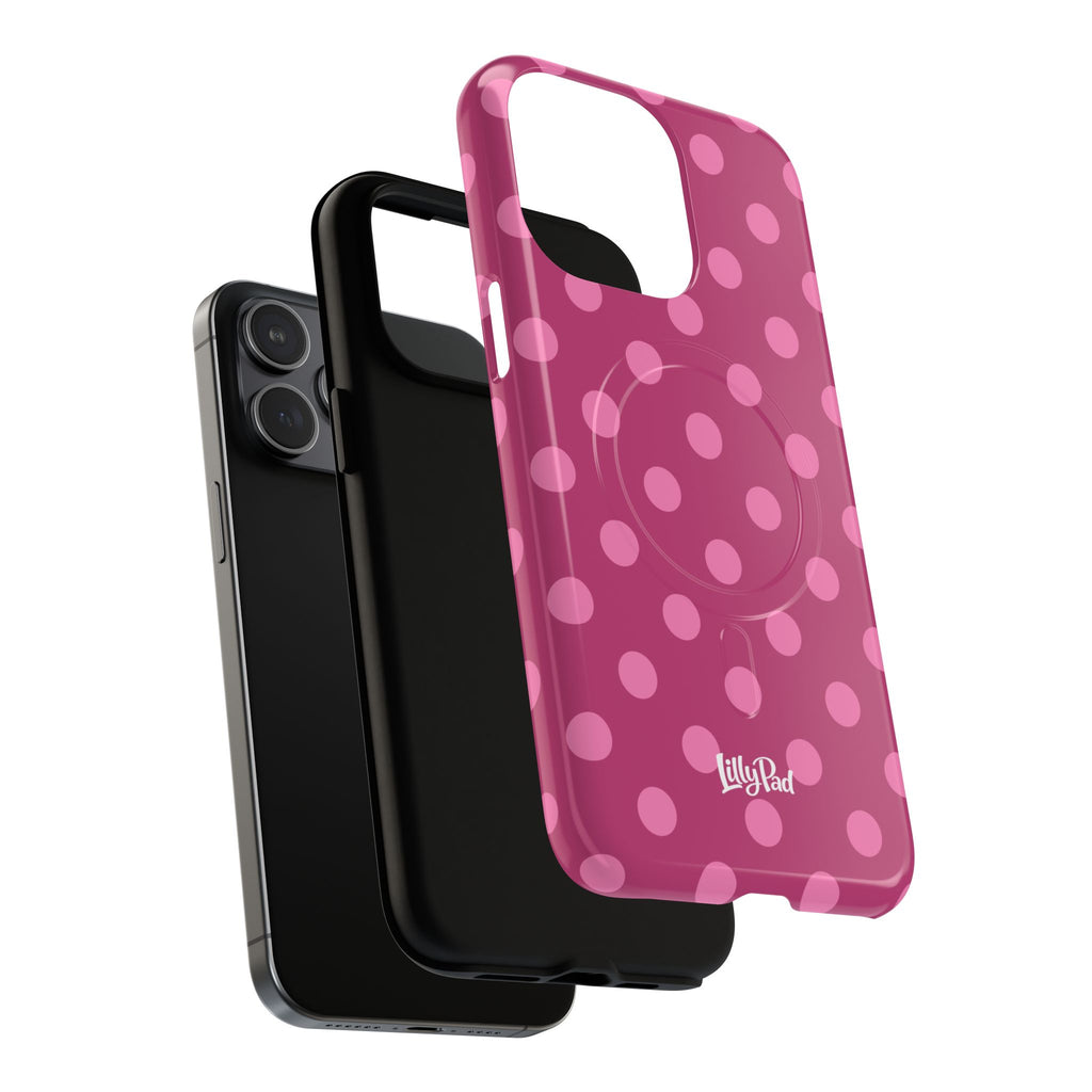 Pink Polka Dot Tough Magnetic Case | Phone Cover, MagSafe Compatible
