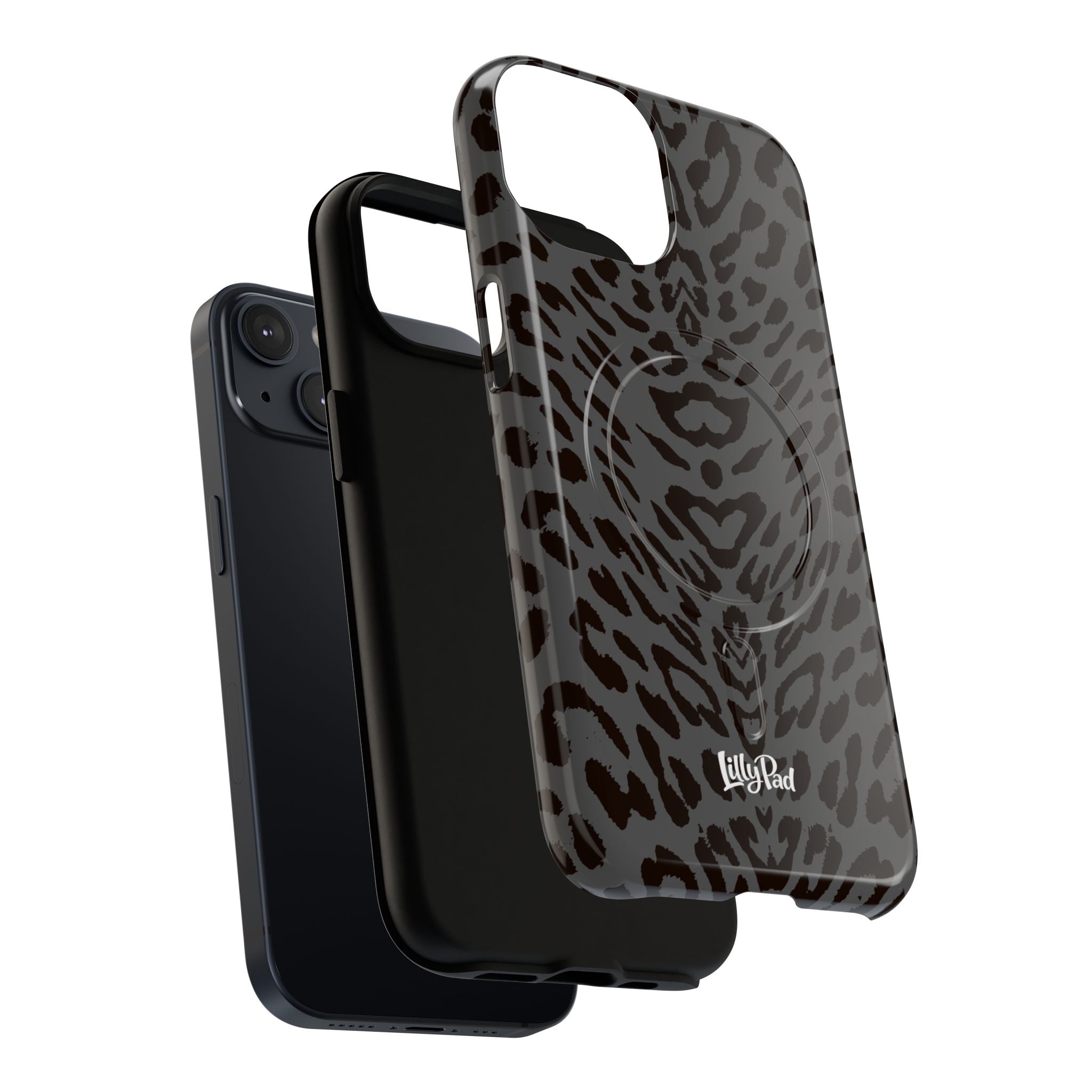 Leopard Print Magnetic Phone Case | Tough Magnetic Case, Black Animal Pattern