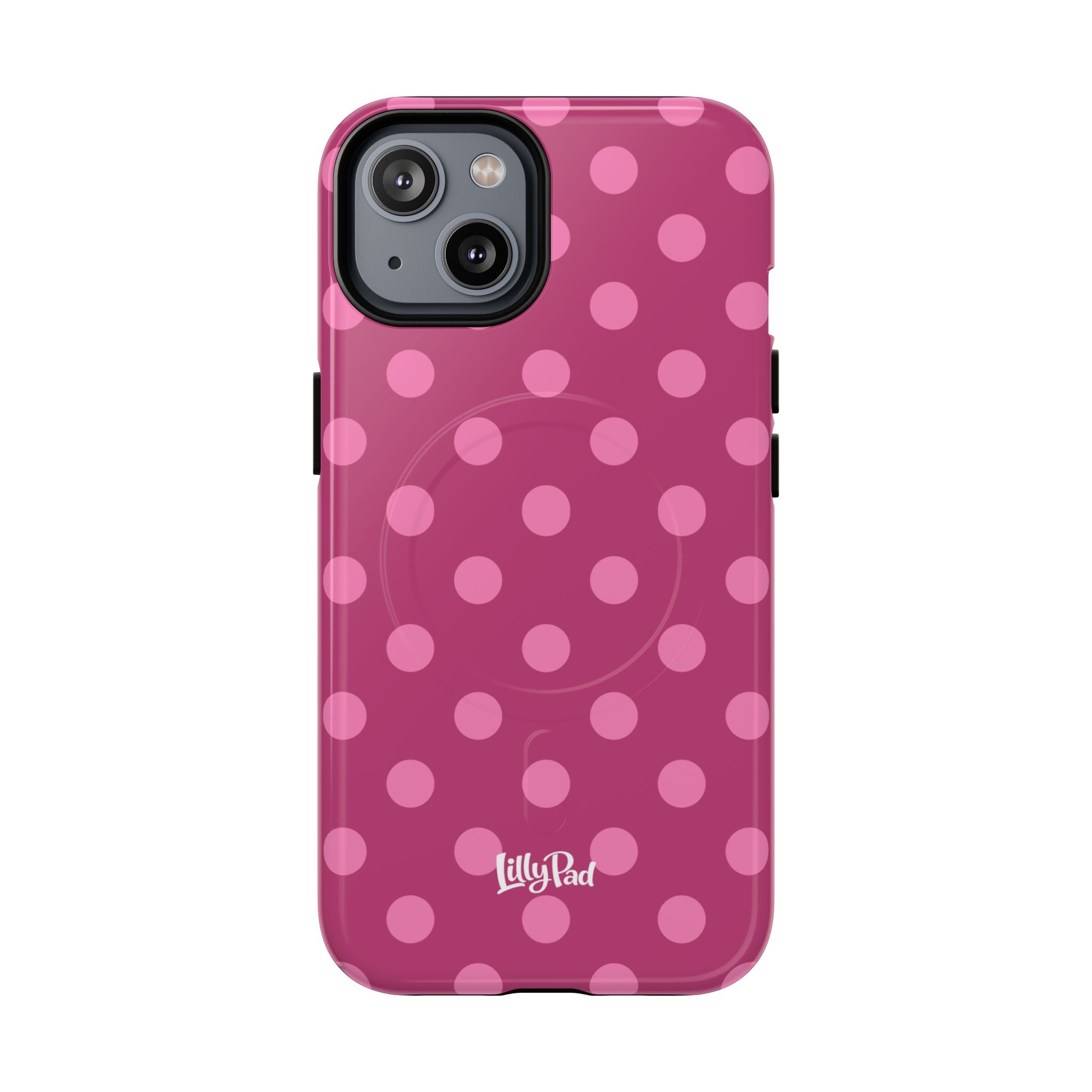 Pink Polka Dot Tough Magnetic Case | Phone Cover, MagSafe Compatible