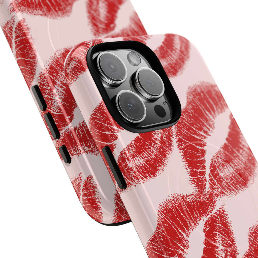 Red Lipstick Kiss Pattern Phone Case | Tough Magnetic Case