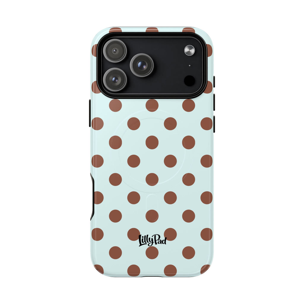 Brown Polka Dot on Mint Phone Case | Tough Magnetic Case